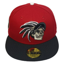 Red Mexico Aztec Skull Warriors Black Visor Gray Bottom Aguila Side Patch New Era 59Fifty Fitted