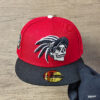 Red Mexico Aztec Skull Warriors Black Visor Gray Bottom Aguila Side Patch New Era 59Fifty Fitted