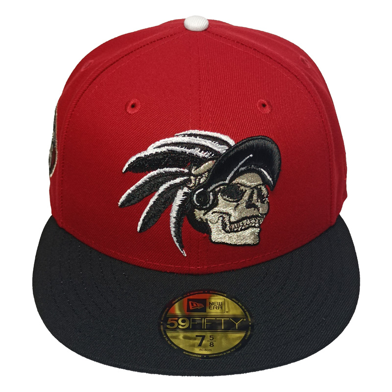 Red Mexico Aztec Skull Warriors Black Visor Gray Bottom Aguila Side Patch New Era 59Fifty Fitted