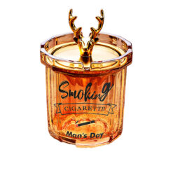 Premium Glass ashtray with lid modern design deer amber