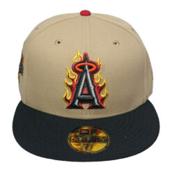 Anaheim Angels 20th Anniversary New Era 59Fifty Fitted Hat (Camel Black Gray Under Brim)