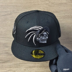 Black Mexico Aztec Skull Warriors Gray Bottom Aguila Side Patch New Era 59Fifty Fitted
