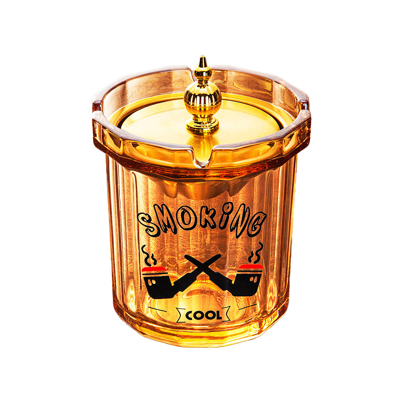 Premium Ashtray Glass with Lid Modern Style "Smoking Cool"