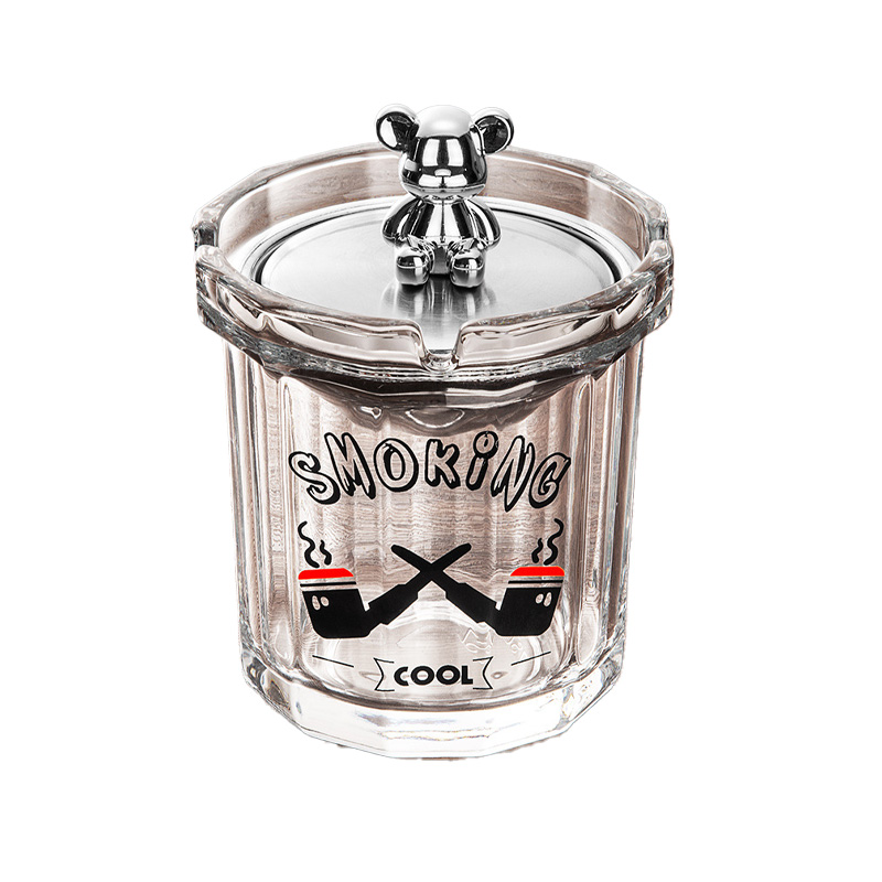 Premium Ashtray Glass with Lid Modern Style "Smoking Cool"