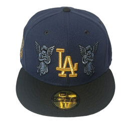 New Era Project X Collection Los Angeles Dodgers Metalic Gold Angel Ocean Blue Two Tone Editon 59Fifty Fitted Hat