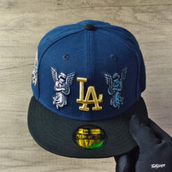 New Era Project X Collection Los Angeles Dodgers Metalic Gold Angel Ocean Blue Two Tone Editon 59Fifty Fitted Hat