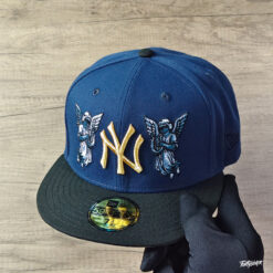 New Era Project X Collection New York Yankees Metalic Gold Angel Ocean Blue Two Tone Editon 59Fifty Fitted Hat