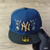 New Era Project X Collection New York Yankees Metalic Gold Angel Ocean Blue Two Tone Editon 59Fifty Fitted Hat