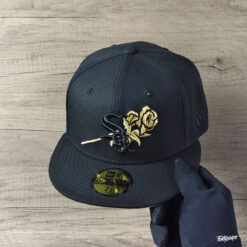 Black Chicago White Sox Rose Logo Gray Bottom 95 Years Side Patch New Era 59Fifty Fitted 